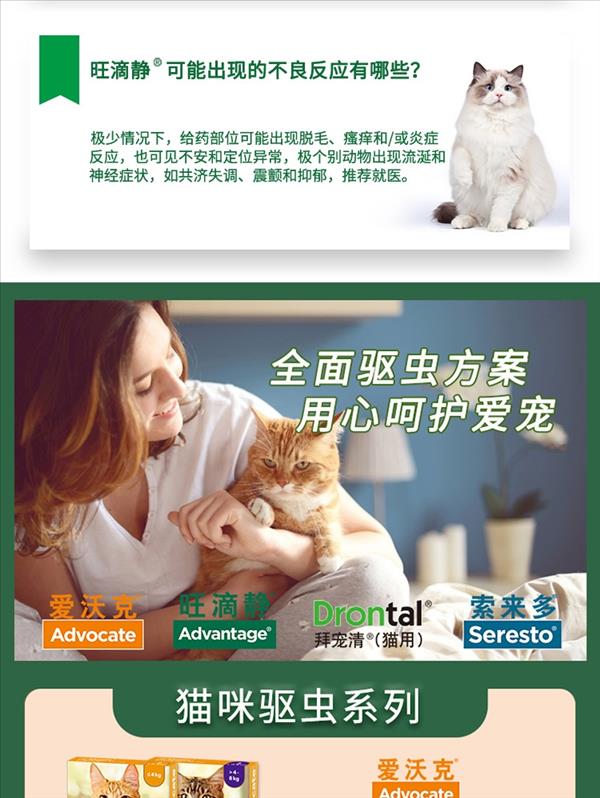 猫用内外同驱 拜宠清2片+旺滴静2支套餐 适用4kg以下