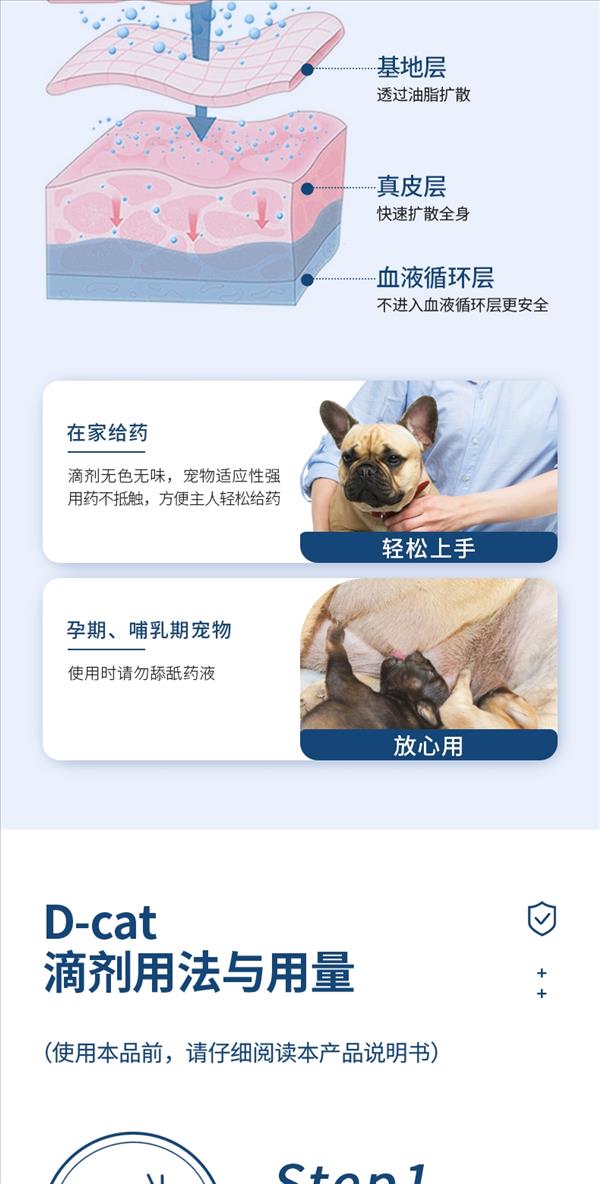 D-cat多克 非泼罗尼滴剂 体外驱虫 适用于20-40kg  2.68ml*3支 犬用驱虫