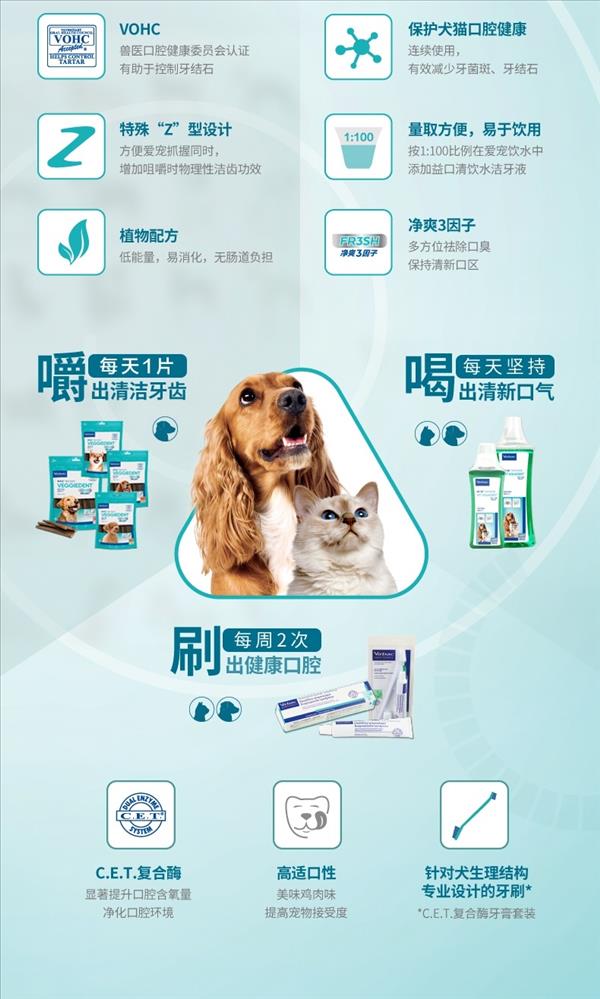 法国维克Virbac C.E.T大型犬清洁齿片 490g 袋装 抑菌去口臭 法国进口