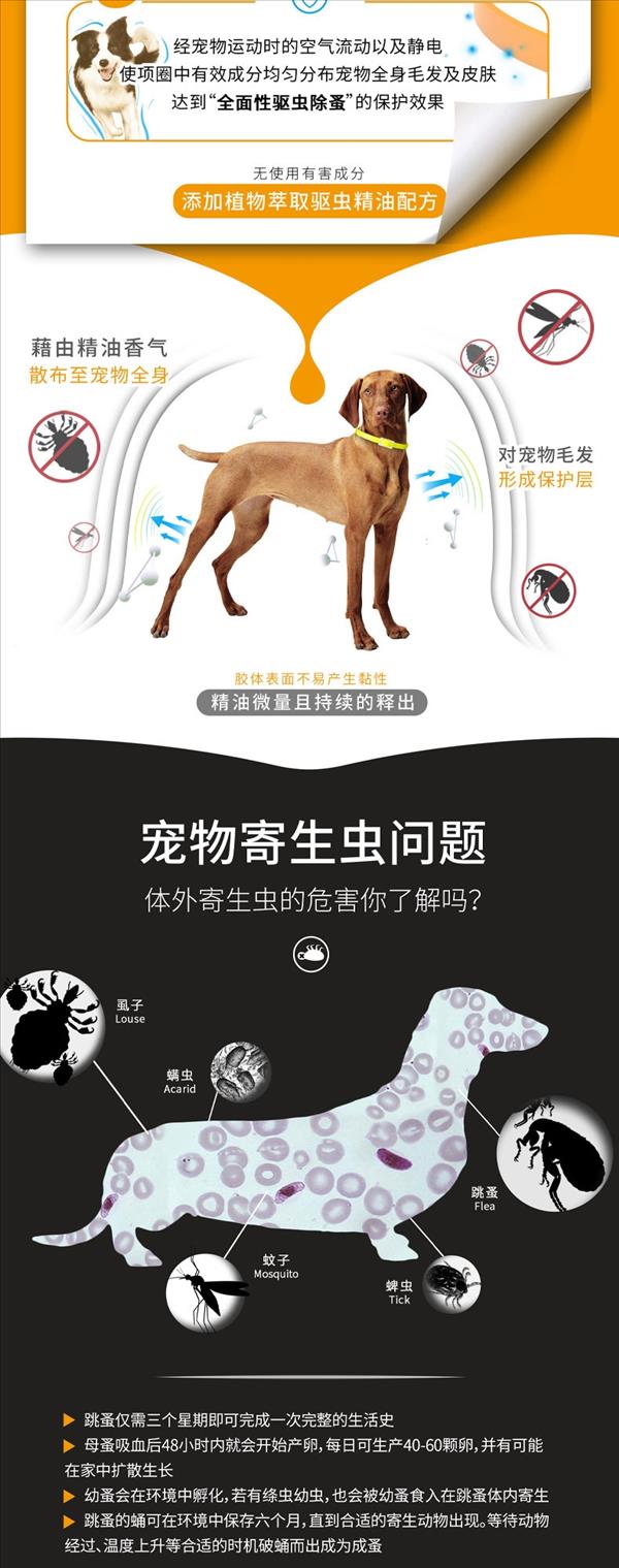 督达DOODA 宠物除蚤项圈橙色甜橙味 犬猫通用 远离寄生虫