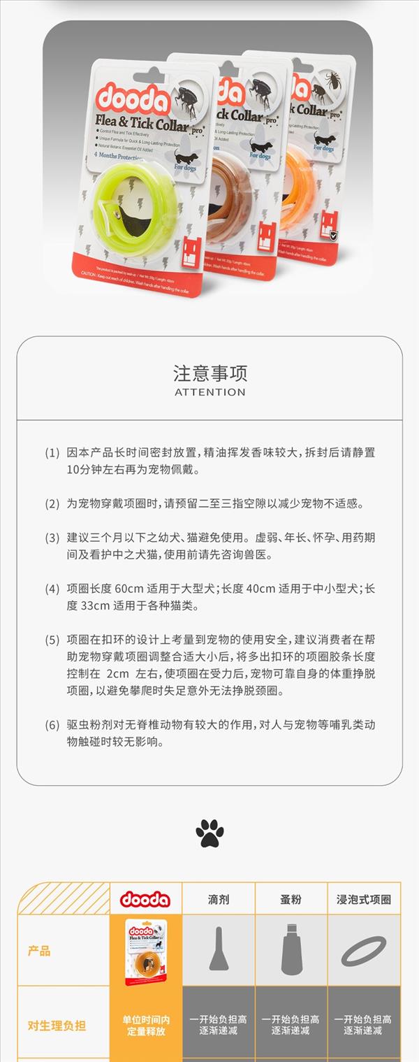 督达DOODA 宠物除蚤项圈绿色柠檬味 防水持久 犬猫通用