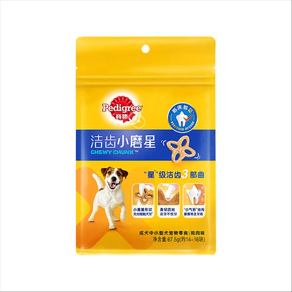 宝路 洁齿小磨星成犬中小型犬零食鸡肉味 67.5g