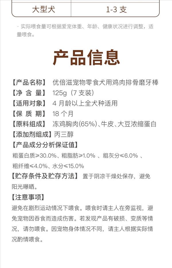 宠物零食犬用鸡肉排骨磨牙棒 125g