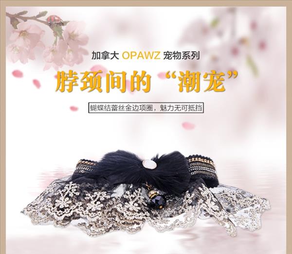 加拿大opawz 宠物蝴蝶结蕾丝金边项圈