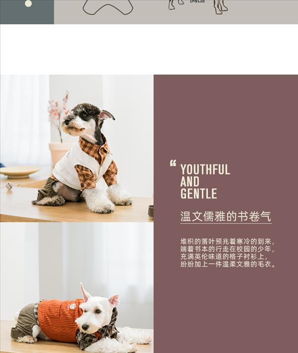 它它TouchDog 复古假两件四腿狗狗衣服 橘色