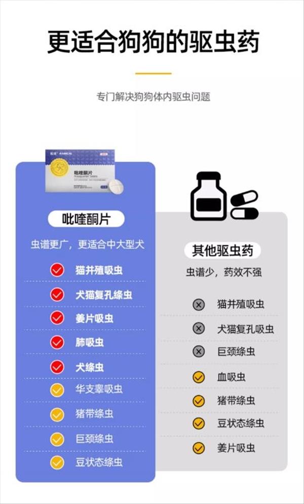 雷米高Ramical 体内驱虫 口服驱虫药 吡喹酮片6片装 广谱抗虫 中大型犬专用