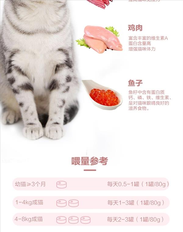 爱丽思Iris 猫选鸡肉+鱼子猫罐头 80g 猫湿粮