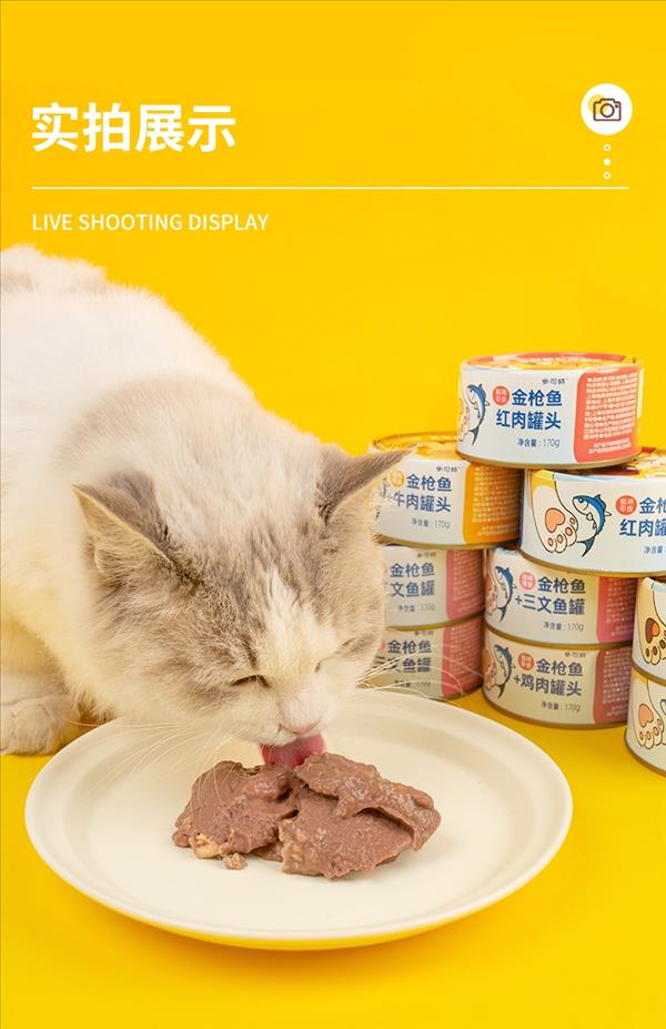 多可特 宠物零食猫用金枪鱼+鸡肉猫罐头 170g