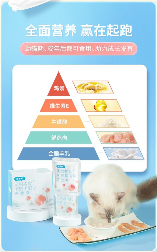 多可特 宠物零食猫咪羊奶鲜肉肉粒包 70g*10 独立包装