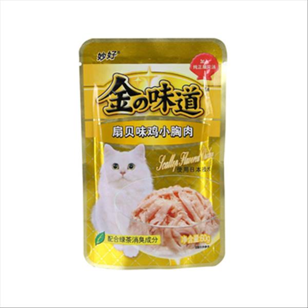 日本伊纳宝 妙好金味道扇贝味鸡小胸肉猫湿粮 60g