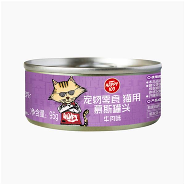 顽皮Wanpy Happy100牛肉慕斯猫罐头 95g